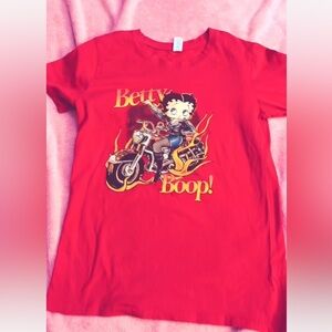 betty boop motorcycle red graphic tee